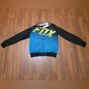 Fox Racing Savant Track Jacket Mens Medium Blue Black Moto MX BMX Full Zip Up